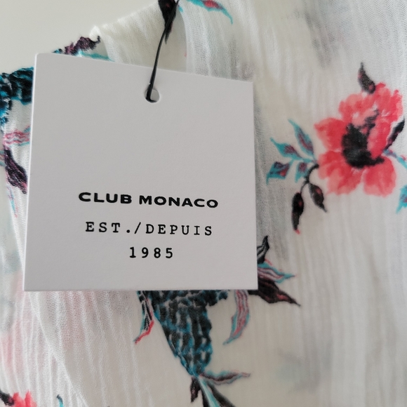 Club Monaco KellBee Silk Dress 6 NWT One Shoulder Ruffle Tropical Pineapples - Picture 12 of 16